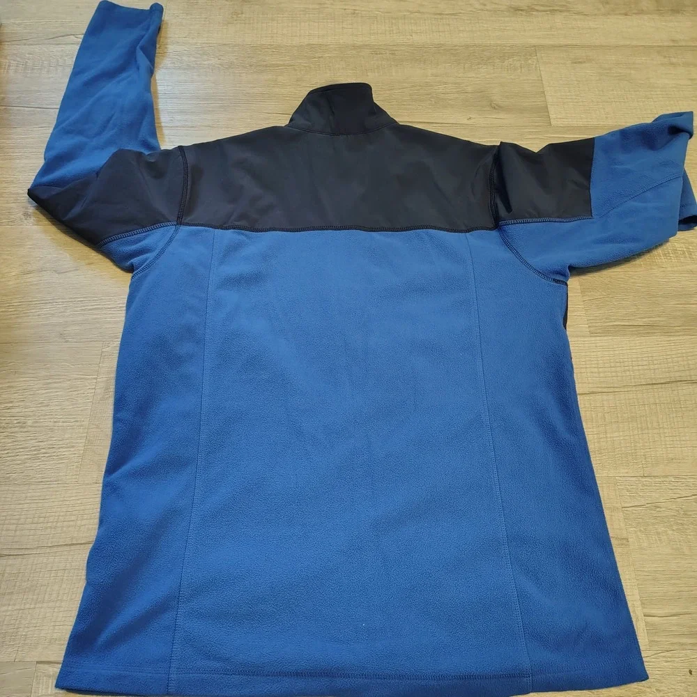 The North Face Mens Full Zip Fleece Jacket Blue Navy Softshell Overlay Large